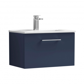 Nuie Arno Wall Hung 1-Drawer Vanity Unit with Basin-2 600mm Wide - Midnight Blue | Product Image