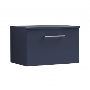 Nuie Arno Wall Hung 1-Drawer Vanity Unit with Worktop 600mm Wide - Midnight Blue | Product Image