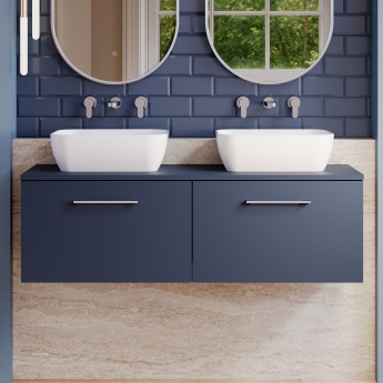 Arno Twin 1200mm 2-Drawer Wall Hung Vanity Unit with Countertop | Product Image