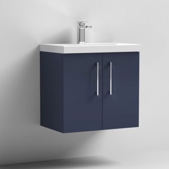 Nuie Arno Wall Hung 2-Door Vanity Unit with Basin-3 600mm Wide - Midnight Blue | Product Image
