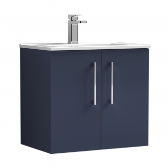 Nuie Arno Wall Hung 2-Door Vanity Unit with Basin-2 600mm Wide - Midnight Blue | Product Image