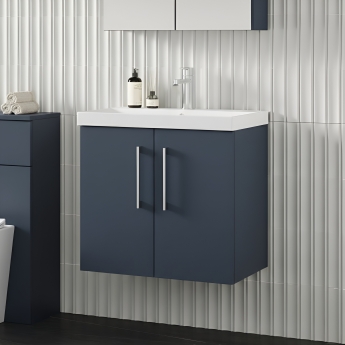 Nuie Arno Wall Hung 2-Door Vanity Unit with Basin-3 600mm Wide - Midnight Blue | Product Image