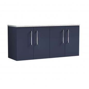 Nuie Arno Wall Hung 4-Door Vanity Unit with Sparkling White Worktop 1200mm Wide - Midnight Blue | Product Image