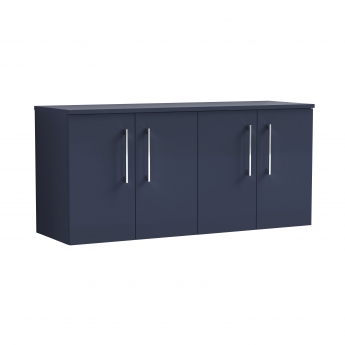 Nuie Arno Wall Hung 4-Door Vanity Unit with Worktop 1200mm Wide - Midnight Blue | Product Image