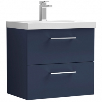 Nuie Arno Wall Hung 2-Drawer Vanity Unit with Basin-1 600mm Wide - Midnight Blue