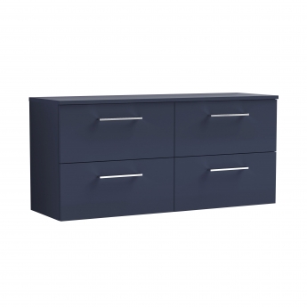 Nuie Arno Wall Hung 4-Drawer Vanity Unit with Worktop 1200mm Wide - Midnight Blue | Product Image