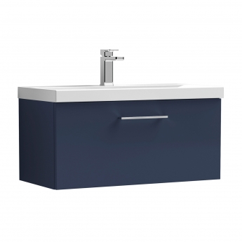 Nuie Arno Wall Hung 1-Drawer Vanity Unit with Basin-1 800mm Wide - Midnight Blue | Product Image