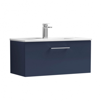 Nuie Arno Wall Hung 1-Drawer Vanity Unit with Basin-2 800mm Wide - Midnight Blue | Product Image