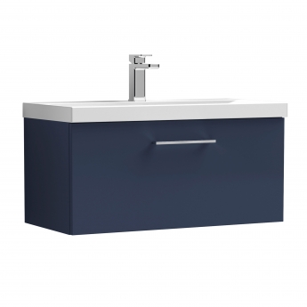 Nuie Arno Wall Hung 1-Drawer Vanity Unit with Basin-3 800mm Wide - Midnight Blue | Product Image