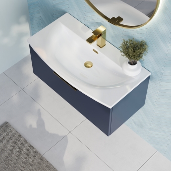 Nuie Arno Wall Hung 1-Drawer Vanity Unit with Basin-4 800mm Wide - Midnight Blue | Product Image