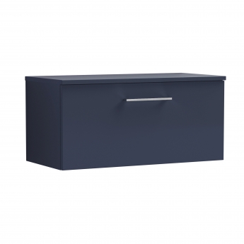 Nuie Arno Wall Hung 1-Drawer Vanity Unit with Worktop 800mm Wide - Midnight Blue | Product Image