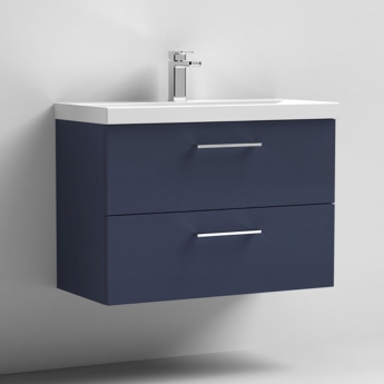 Nuie Arno Wall Hung 2-Drawer Vanity Unit with Basin-1 800mm Wide - Midnight Blue | Product Image