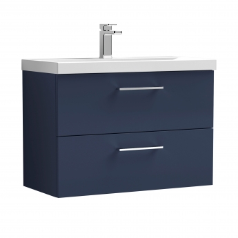 Nuie Arno Wall Hung 2-Drawer Vanity Unit with Basin-3 800mm Wide - Midnight Blue | Product Image