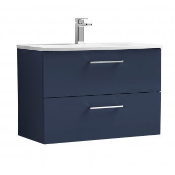 Nuie Arno Wall Hung 2-Drawer Vanity Unit with Basin-4 800mm Wide - Midnight Blue | Product Image