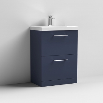 Nuie Arno Floor Standing 2-Drawer Vanity Unit with Basin-1 600mm Wide - Midnight Blue | Product Image