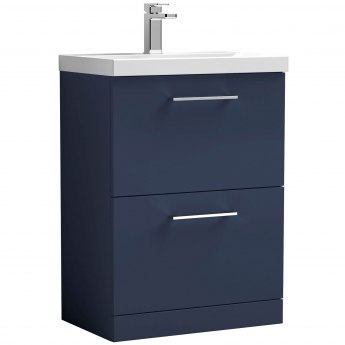 Nuie Arno Floor Standing 2-Drawer Vanity Unit with Basin-1 600mm Wide - Midnight Blue | Product Image