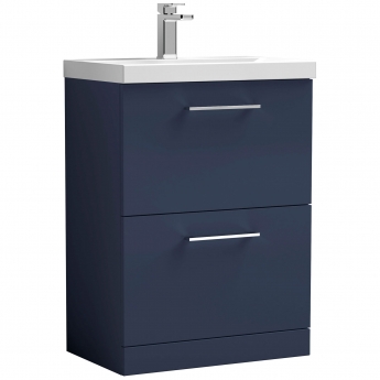 Nuie Arno Floor Standing 2-Drawer Vanity Unit with Basin-3 600mm Wide - Midnight Blue | Product Image