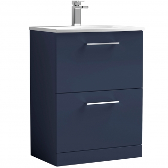 Nuie Arno Floor Standing 2-Drawer Vanity Unit with Basin-4 600mm Wide - Midnight Blue | Product Image