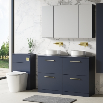 Nuie Arno Floor Standing 4-Drawer Vanity Unit with Worktop 1200mm Wide - Midnight Blue | Product Image