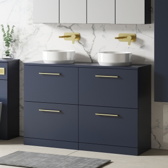 Arno Twin 1200mm 4-Drawer Floor Standing Vanity Unit with Countertop | Product Image