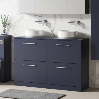 Arno Twin 1200mm 4-Drawer Floor Standing Vanity Unit with Countertop | Product Image