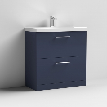 Nuie Arno Floor Standing 2-Drawer Vanity Unit with Basin-1 800mm Wide - Midnight Blue | Product Image