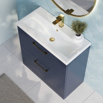 Nuie Arno Floor Standing 2-Drawer Vanity Unit with Basin-1 800mm Wide - Midnight Blue | Product Image