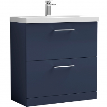 Nuie Arno Floor Standing 2-Drawer Vanity Unit with Basin-3 800mm Wide - Midnight Blue | Product Image