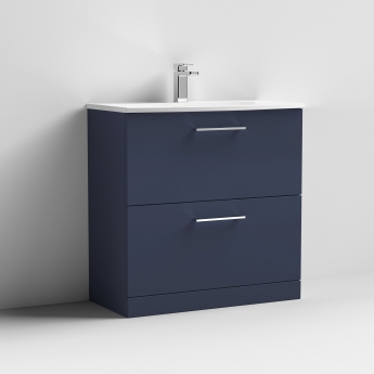 Nuie Arno Floor Standing 2-Drawer Vanity Unit with Basin-4 800mm Wide -Midnight Blue | Product Image