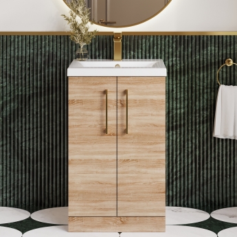 Arno Woodgrain 500mm 2-Door Floor Standing Vanity Unit