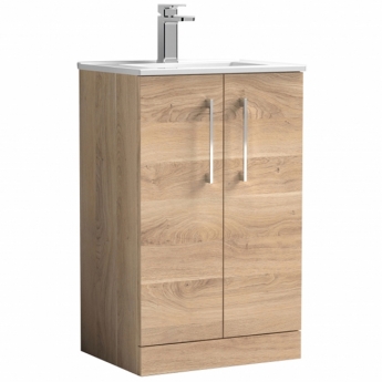 Nuie Arno Floor Standing 2-Door Vanity Unit with Basin-2 500mm Wide - Bleached Oak | Product Image