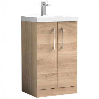Nuie Arno Floor Standing 2-Door Vanity Unit with Basin-3 500mm Wide - Bleached Oak | Product Image