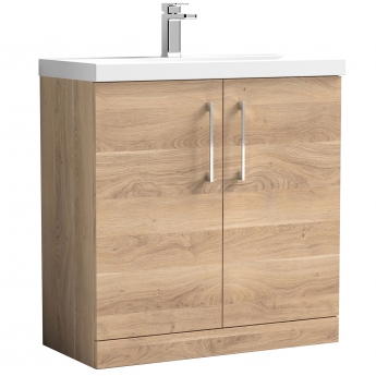 Nuie Arno Floor Standing 2-Door Vanity Unit with Basin 1 800mm Wide - Bleached Oak | Product Image