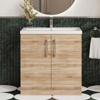 Arno Woodgrain 800mm 2-Door Floor Standing Vanity Unit | Product Image
