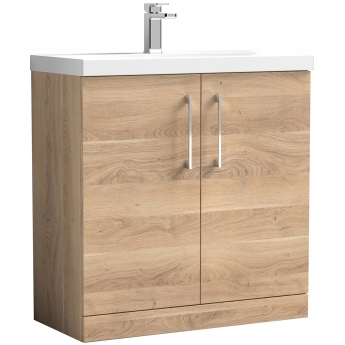 Nuie Arno Floor Standing 2-Door Vanity Unit with Basin-3 800mm Wide - Bleached Oak | Product Image