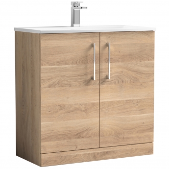 Nuie Arno Floor Standing 2-Door Vanity Unit with Basin-4 800mm Wide -Bleached Oak | Product Image