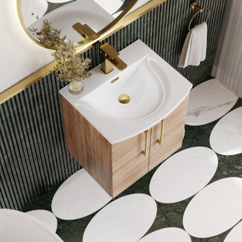 Nuie Arno Wall Hung 2-Door Vanity Unit with Basin-4 500mm Wide - Bleached Oak | Product Image