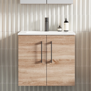Arno Woodgrain 600mm 2-Door Wall Hung Vanity Unit