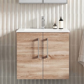 Arno Woodgrain 600mm 2-Door Wall Hung Vanity Unit | Product Image