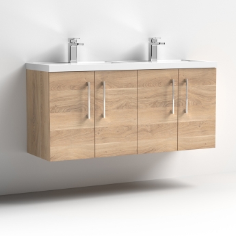 Arno Twin Woodgrain 1200mm 4-Door Wall Hung Vanity Unit