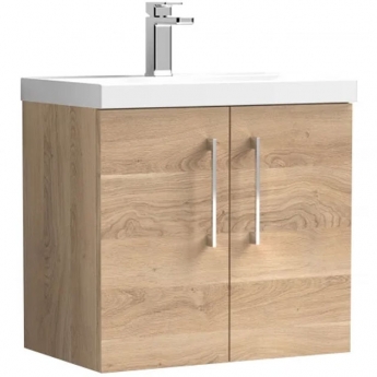 Nuie Arno Wall Hung 2-Door Vanity Unit with Basin-3 600mm Wide - Bleached Oak | Product Image