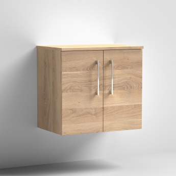 Arno Woodgrain 600mm 2-Door Wall Hung Vanity Unit with Countertop