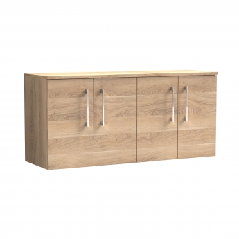 Nuie Arno Wall Hung 4-Door Vanity Unit with Worktop 1200mm Wide - Bleached Oak | Product Image