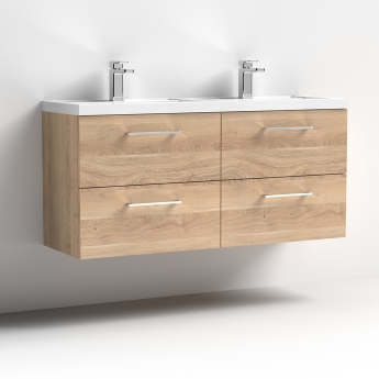 Arno Twin Woodgrain 1200mm 4-Drawer Wall Hung Vanity Unit