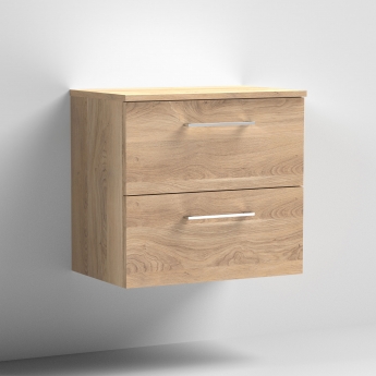 Arno Woodgrain 600mm 2-Drawer Wall Hung Vanity Unit with Countertop