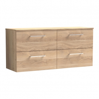 Arno Woodgrain Twin 1200mm 4-Drawer Wall Hung Vanity Unit with Countertop