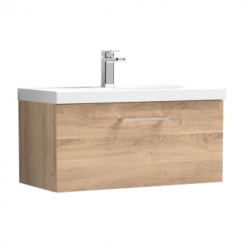 Nuie Arno Wall Hung 1-Drawer Vanity Unit with Basin-1 800mm Wide - Bleached Oak | Product Image