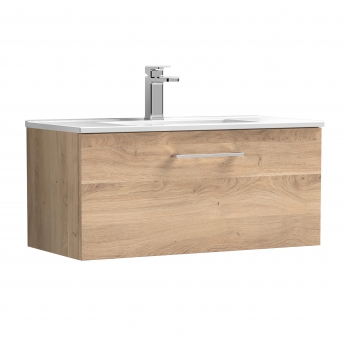 Arno Woodgrain 800mm 1-Drawer Wall Hung Vanity Unit