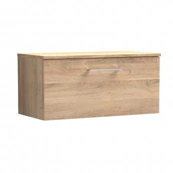 Nuie Arno Wall Hung 1-Drawer Vanity Unit with Worktop 800mm Wide - Bleached Oak