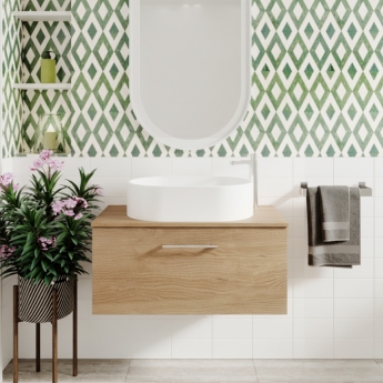 Arno Woodgrain 800mm 1-Drawer Wall Hung Vanity Unit with Countertop